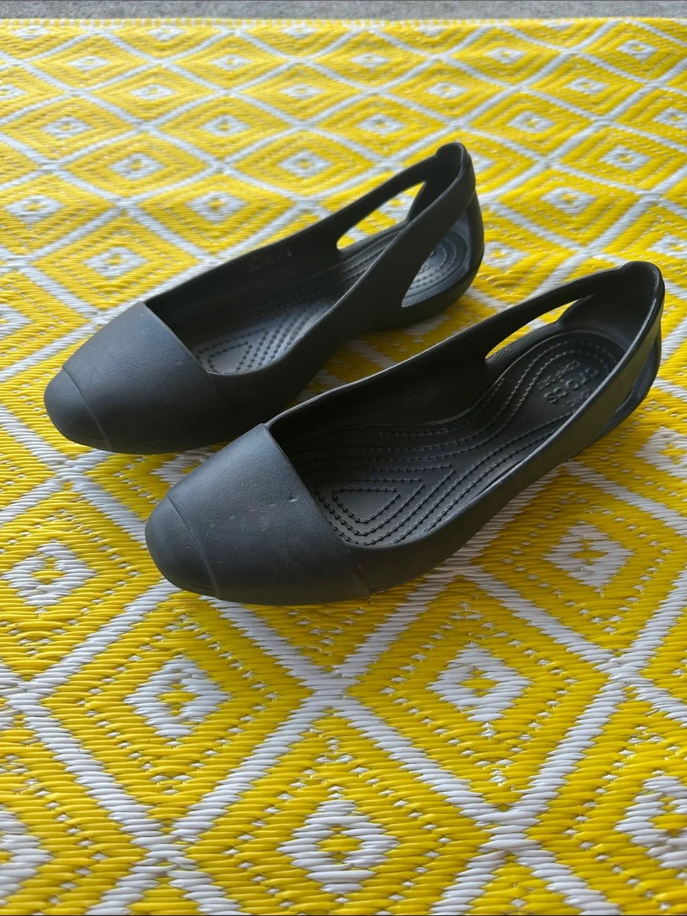 crocs ladies dress shoes Amazon.com | Crocs Womens Work Flats| Slip Resistant Work Shoes Ballet Flat, Black/Black, 5 US